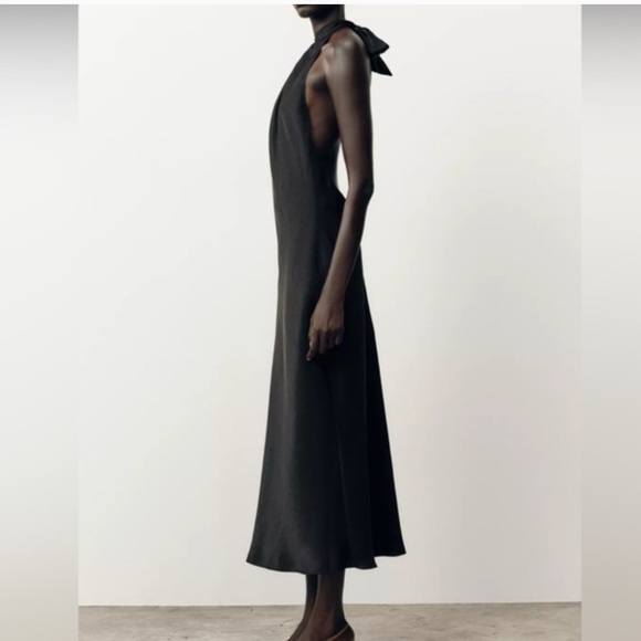 Zara NWT black halter dress 8807/399 - Picture 3 of 10